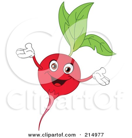 Royalty-Free (RF) Clipart Illustration of a Happy Radish Character Holding His Arms Up by yayayoyo