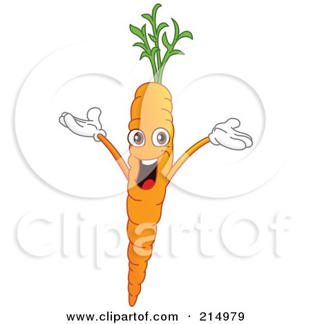 Royalty-Free (RF) Clipart Illustration of a Happy Carrot Character Holding His Arms Up by yayayoyo