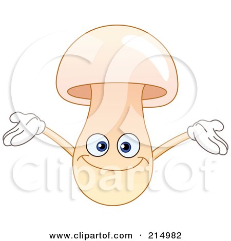 Royalty-Free (RF) Clipart Illustration of a Happy Mushroom Character Holding His Arms Up by yayayoyo