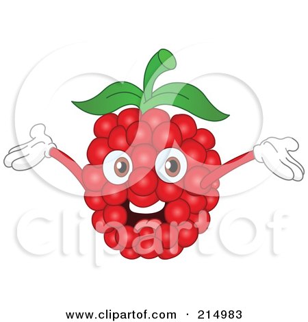 Royalty-Free (RF) Clipart Illustration of a Happy Raspberry Character Holding His Arms Up by yayayoyo