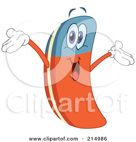 Royalty-Free (RF) Clipart Illustration of a Happy Eraser Character Holding His Arms Up by yayayoyo