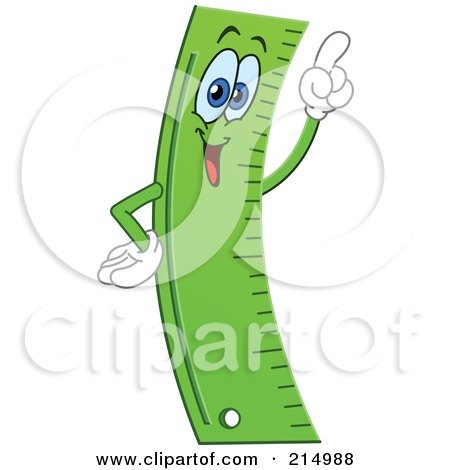 Royalty-Free (RF) Clipart Illustration of a Green Ruler Character Holding A Finger Up by yayayoyo