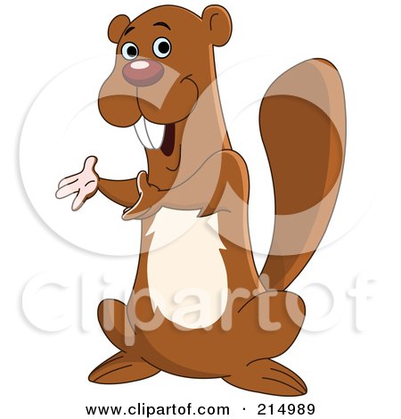 Royalty-Free (RF) Clipart Illustration of a Presenting Beaver Sitting On His Hind Legs by yayayoyo