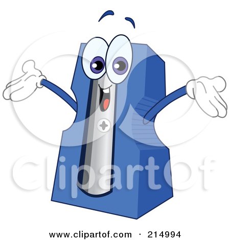 Royalty-Free (RF) Clipart Illustration of a Happy Pencil Sharpener Character Holding His Arms Up by yayayoyo