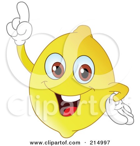Royalty-Free (RF) Clipart Illustration of a Happy Lemon Character With An Idea by yayayoyo