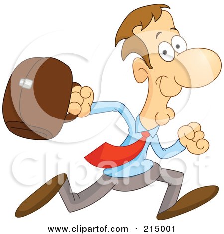 Royalty-Free (RF) Clipart Illustration of a Businessman Running In A Blue Shirt And Red Tie by yayayoyo