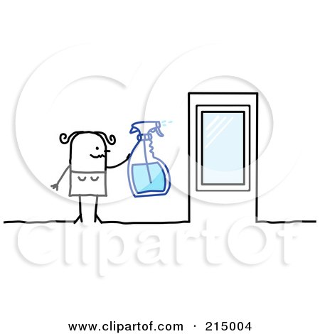Royalty-Free (RF) Clipart Illustration of a Stick Woman Cleaning Windows by NL shop