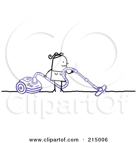 Royalty-Free (RF) Clipart Illustration of a Stick Woman Using A Canister Vacuum by NL shop