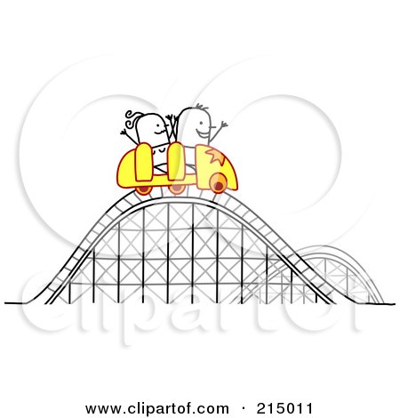 Royalty-Free (RF) Clipart Illustration of a Stick Couple Riding A Roller Coaster by NL shop