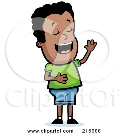 Royalty-Free (RF) Clipart Illustration of a Black Boy Touching His Belly And Laughing by Cory Thoman