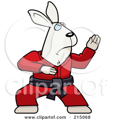 Royalty-Free (RF) Clipart Illustration of a Black Belt Karate Rabbit by Cory Thoman