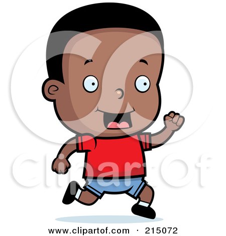 Royalty-Free (RF) Clipart Illustration of a Happy Black Toddler Boy Running by Cory Thoman