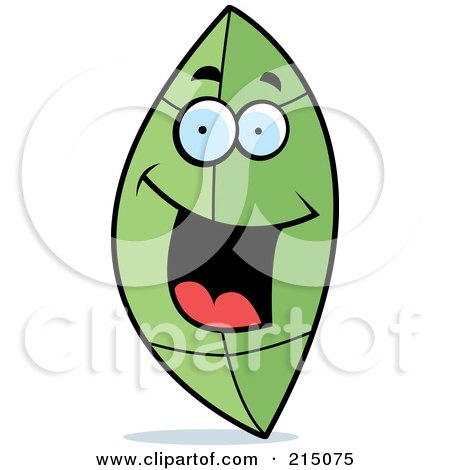 Royalty-Free (RF) Clipart Illustration of a Happy Green Leaf With A Big Smile by Cory Thoman