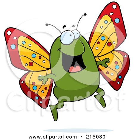 Royalty-Free (RF) Clipart Illustration of an Excited Butterfly Jumping by Cory Thoman