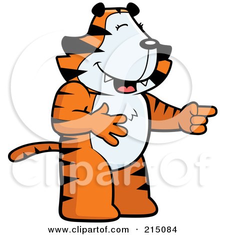 Royalty-Free (RF) Clipart Illustration of a Tiger Laughing And Pointing by Cory Thoman