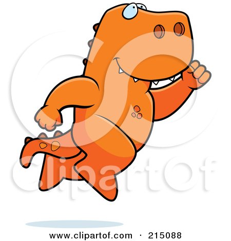 Royalty-Free (RF) Clipart Illustration of a Happy T Rex Leaping by Cory Thoman