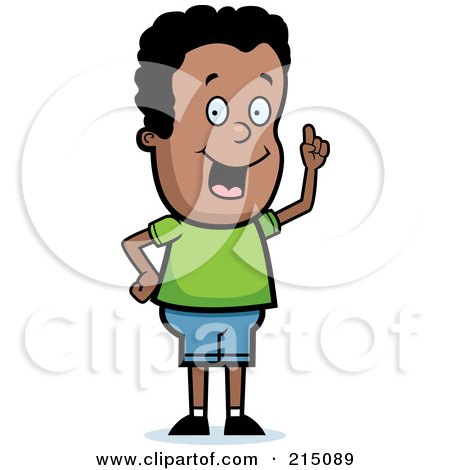 Royalty-Free (RF) Clipart Illustration of a Smart Black Boy Holding Up A Finger by Cory Thoman