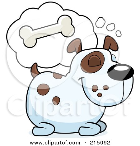 Royalty-Free (RF) Clipart Illustration of a Chubby Dog Dreaming Of A Crunchy Bone by Cory Thoman