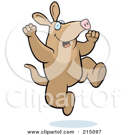 Royalty-Free (RF) Clipart Illustration of an Excited Aardvark Jumping by Cory Thoman