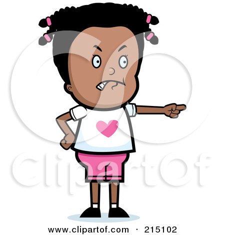 Royalty-Free (RF) Clipart Illustration of a Mad Black Girl Pointing by Cory Thoman