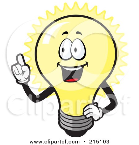 Royalty-Free (RF) Clipart Illustration of a Happy Bulb With An Idea by Cory Thoman
