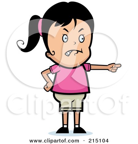 Royalty-Free (RF) Clipart Illustration of a Mad Girl Pointing by Cory Thoman