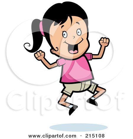 Royalty-Free (RF) Clipart Illustration of an Excited Girl Jumping by Cory Thoman