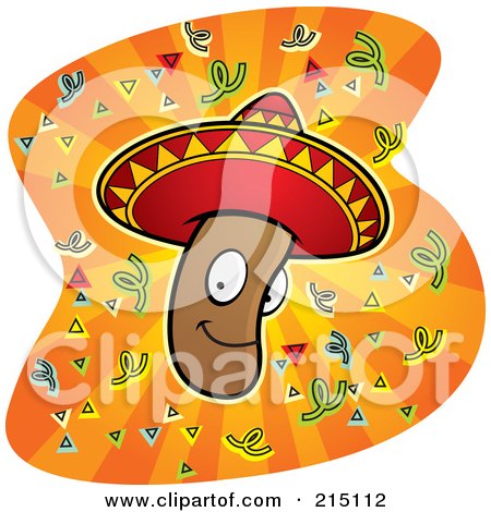 Royalty-Free (RF) Clipart Illustration of a Mexican Jumping Bean Wearing A Sombrero by Cory Thoman