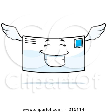 Royalty-Free (RF) Clipart Illustration of a Happy Smiling Winged Letter by Cory Thoman