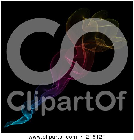 Royalty-Free (RF) Clipart Illustration of Rising Rainbow Smoke Over Black by KJ Pargeter