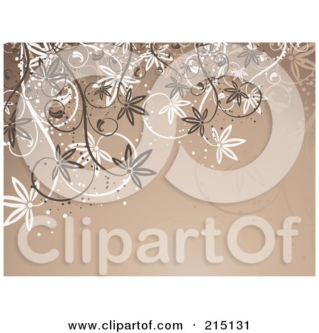 Royalty-Free (RF) Clipart Illustration of a Brown Background With White And Brown Vines by KJ Pargeter