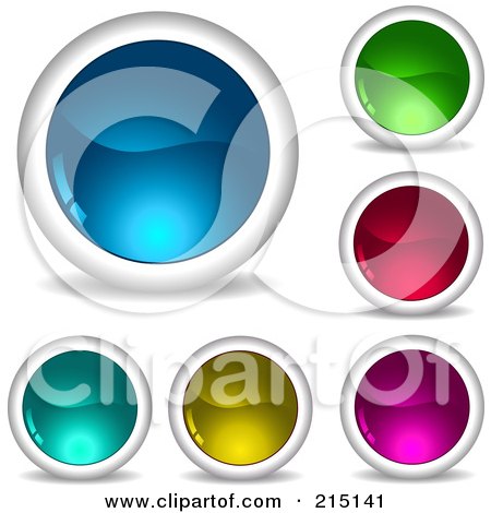 Royalty-Free (RF) Clipart Illustration of a Digital Collage Of Six Shiny Colorful App Buttons With Shadows by KJ Pargeter