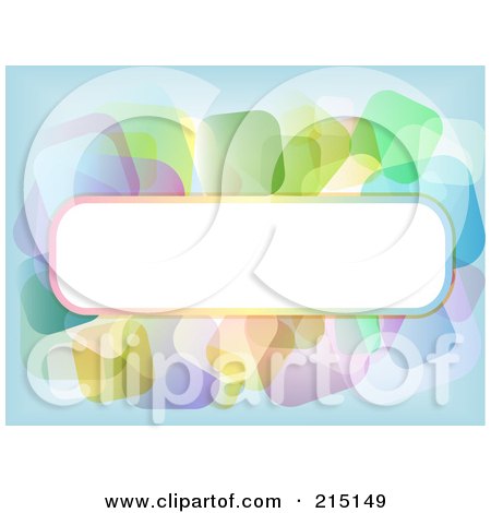 Royalty-Free (RF) Clipart Illustration of a Blank Text Bar With Transparent Colorful Squares Over Blue by KJ Pargeter