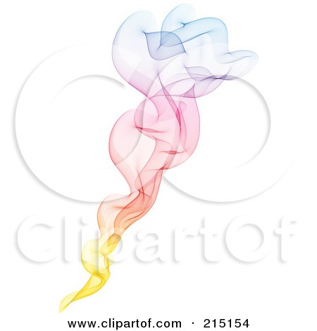 Royalty-Free (RF) Clipart Illustration of Rising Rainbow Smoke Over White by KJ Pargeter