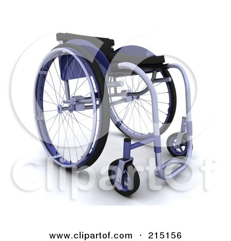 Royalty-Free (RF) Clipart Illustration of a 3d Blue Wheelchair by KJ Pargeter