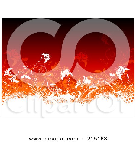 Royalty-Free (RF) Clipart Illustration of a Gradient Red Background With White Vines And Grunge by KJ Pargeter