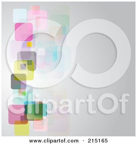 Royalty-Free (RF) Clipart Illustration of a Gray Background With Transparent Colorful Squares by KJ Pargeter