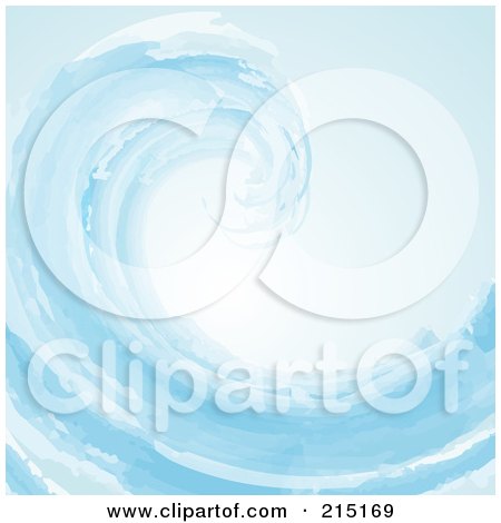 Royalty-Free (RF) Clipart Illustration of a Painted Blue Curling Ocean Wave Background by KJ Pargeter