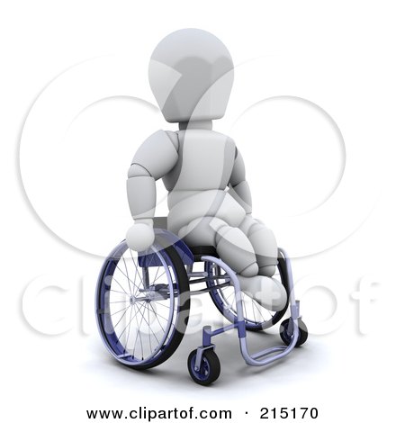Royalty-Free (RF) Clipart Illustration of a 3d White Character Using A Wheelchair by KJ Pargeter