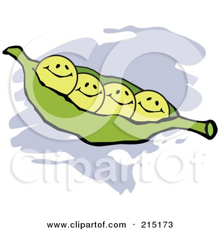 Royalty-Free (RF) Clipart Illustration of Four Happy Peas In A Pod by Johnny Sajem