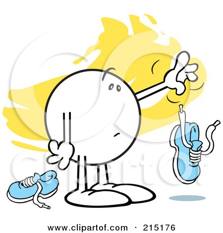 Royalty-Free (RF) Clipart Illustration of a Moodie Character Dropping The Other Shoe by Johnny Sajem