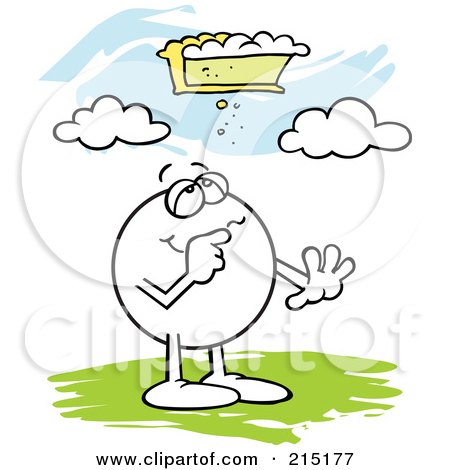 Royalty-Free (RF) Clipart Illustration of a Moodie Character Looking At The Pie In The Sky by Johnny Sajem