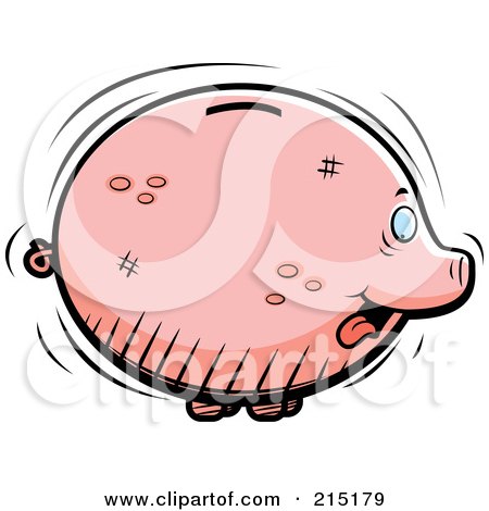 Royalty-Free (RF) Clipart Illustration of a Fat Piggy Bank Sticking Its Tongue Out by Cory Thoman