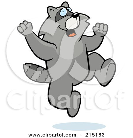 Royalty-Free (RF) Clipart Illustration of an Excited Raccoon Jumping by Cory Thoman