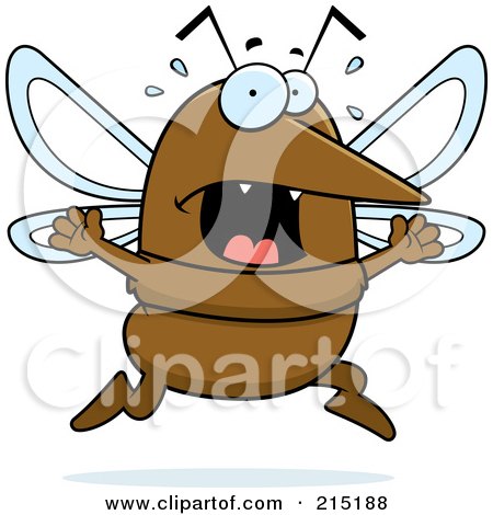 Royalty-Free (RF) Clipart Illustration of a Scared Mosquito Panicking by Cory Thoman