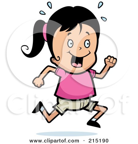 Royalty-Free (RF) Clipart Illustration of a Happy Girl Running by Cory Thoman
