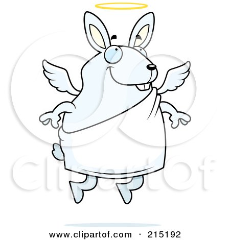 Royalty-Free (RF) Clipart Illustration of a Flying Angel Rabbit With A Halo by Cory Thoman