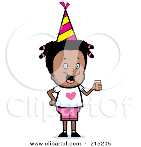 Royalty-Free (RF) Clipart Illustration of a Black Girl Holding A Beverage At A Party by Cory Thoman