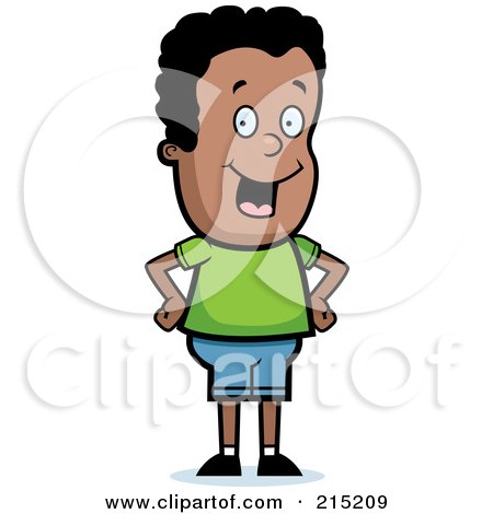 Royalty-Free (RF) Clipart Illustration of a Happy Black Boy With His Hands On His Hips by Cory Thoman