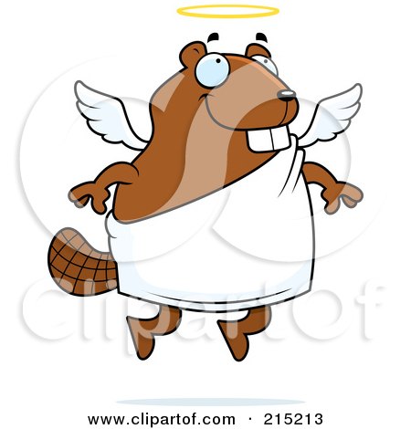 Royalty-Free (RF) Clipart Illustration of a Flying Angel Beaver With A Halo by Cory Thoman